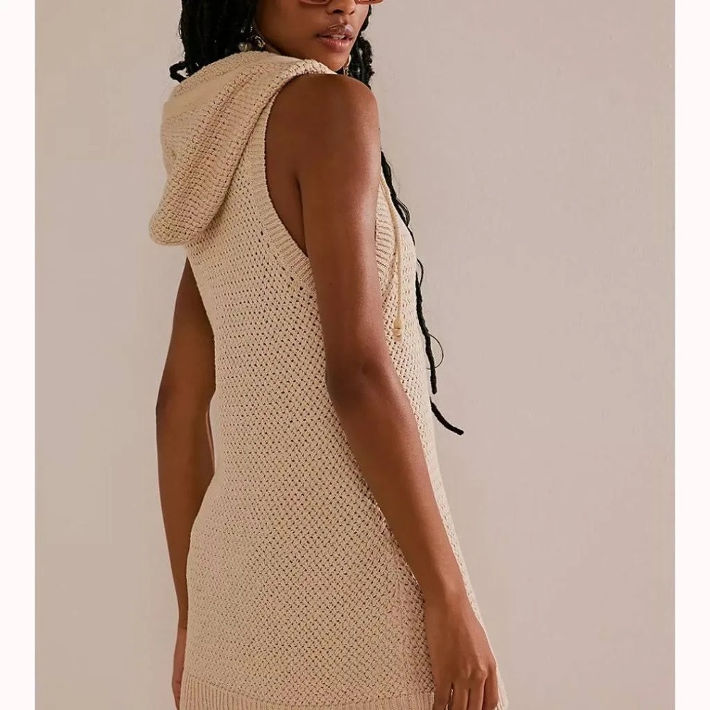 Free People Wet Plaster Neutral Color Ainsley Sweater Mini Dress Size Small - Picture 2 of 7